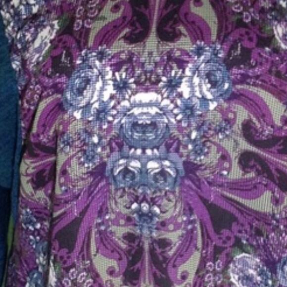 ONE WORLD Cross Stitch Look Patterned Top Small - Picture 5 of 6